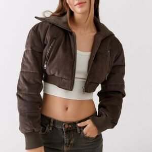Urban Outfitters Lily Corduroy Cropped Puffer Jacket